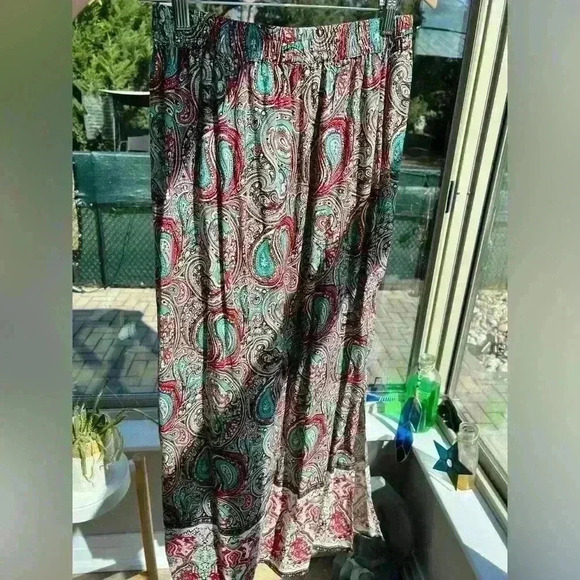 Saint Tropez West Womens Red Paisley Boho Euro Summer Coastal Maxi Skirt Small - Picture 4 of 7